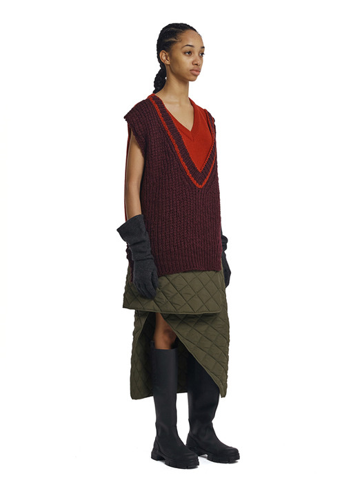 Layered Knit Vest_Red