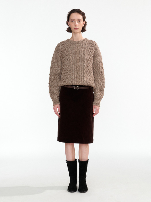 Morison corduroy midi-skirt (Dark brown)