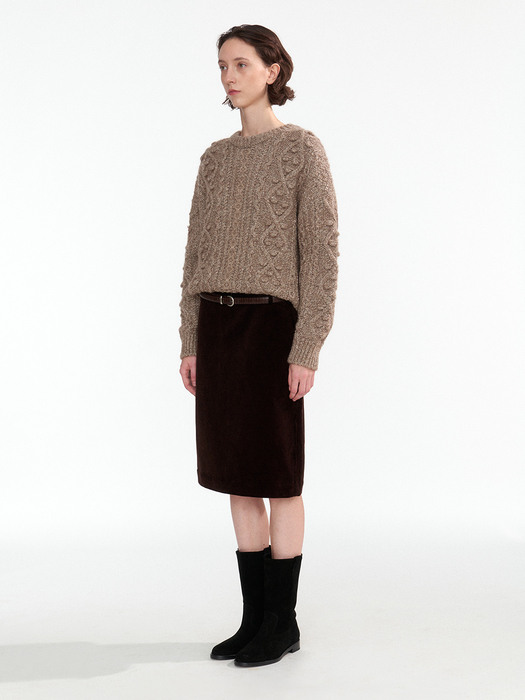 Morison corduroy midi-skirt (Dark brown)