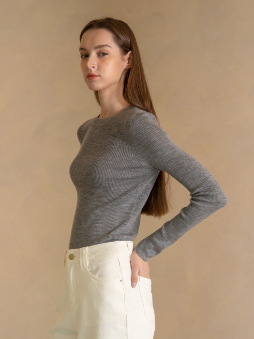 WED Slim round knit top_4colors