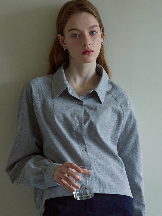 iuw1263 back string check blouse (grey)