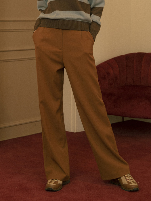 P3127 Daily half banding slacks_Brown