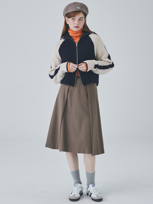 Double Lap Midi Skirt [Khaki Brown]