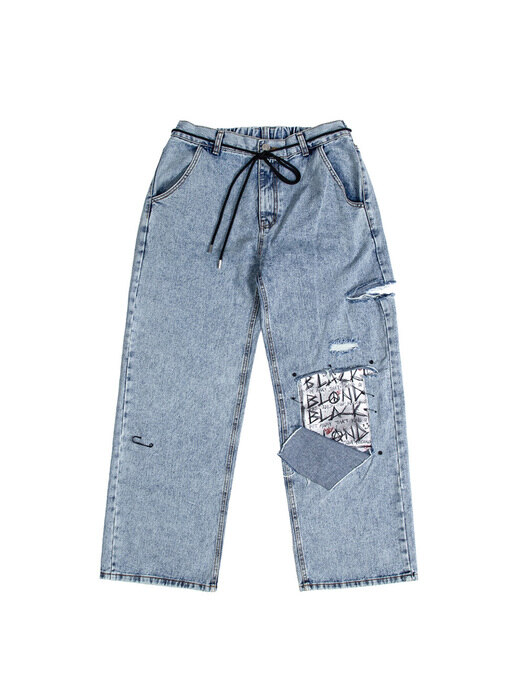 BBD Disorder Hidden Patch Custom Wide Denim Pants (Vintage Blue)