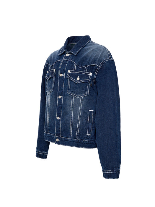 EXCLUSIVE BIG STITCH DENIM JACKET_[BLUE]