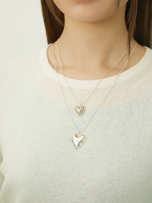 puffy double heart necklace