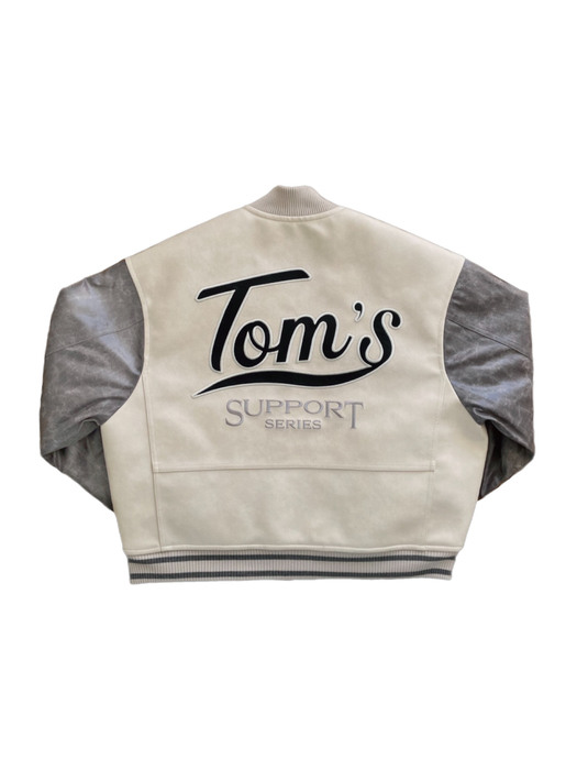 [ Toms Birthday ] TOMS BIRTHDAY VARCITY  BOMBER JACKET WHITE 
