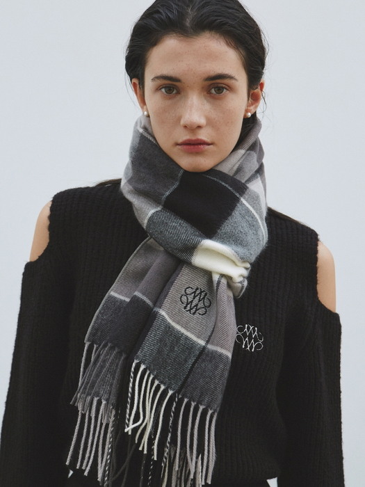 NICOLE MIXED CHECK MUFFLER_GRAY