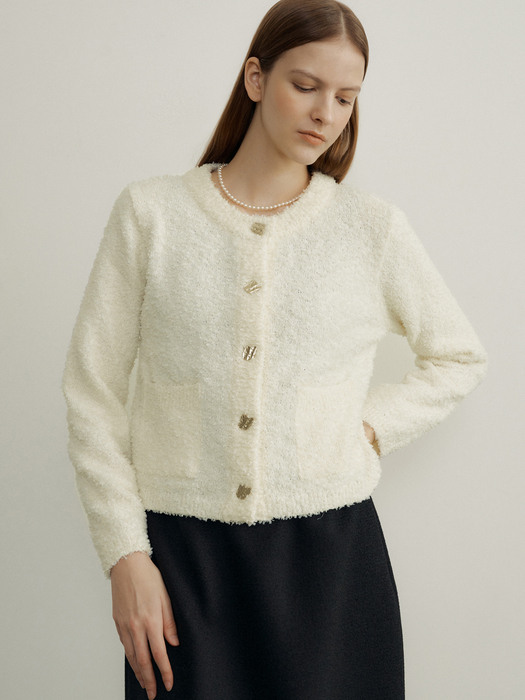 23SS BOUCLE KNIT CARDGAN (IVORY)