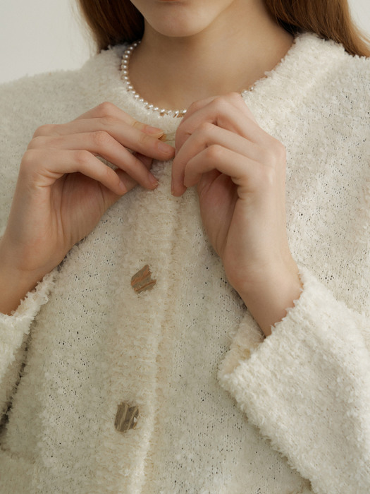 23SS BOUCLE KNIT CARDGAN (IVORY)