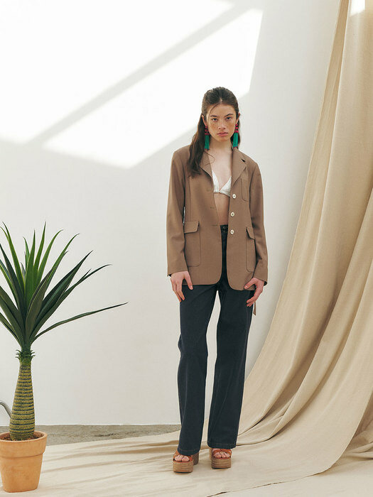 Belted Safari Jacket, Khaki