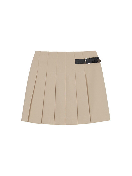 Belt Pleats Skirt in Beige VW3SS100-91