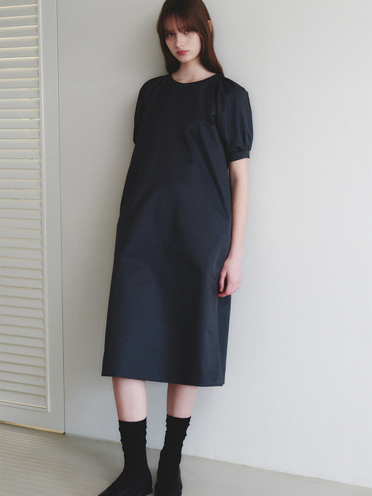 Pintuck Long Dress - Charcoal