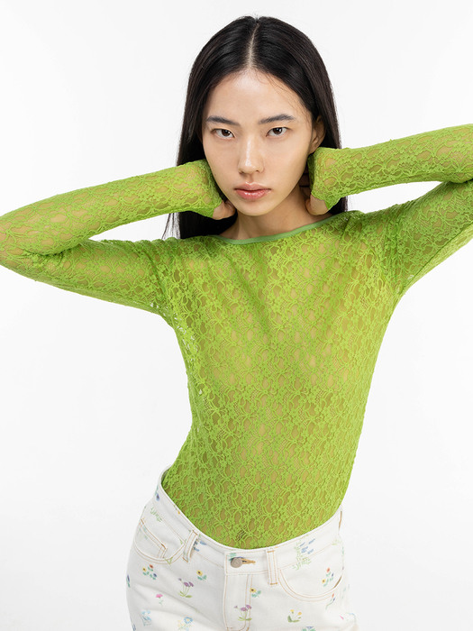 LACE SEE THROUGH TOP_GREEN