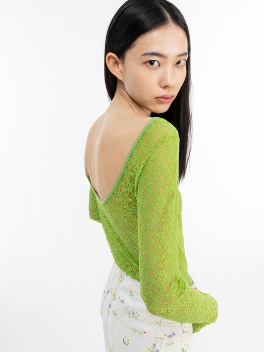 LACE SEE THROUGH TOP_GREEN