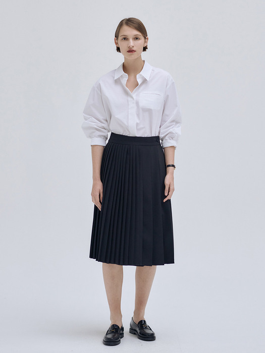 23SN pleats wrap skirt [BK]