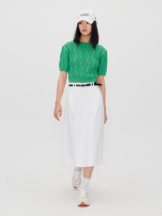 CABLE KNIT CROPPED TOP GREEN