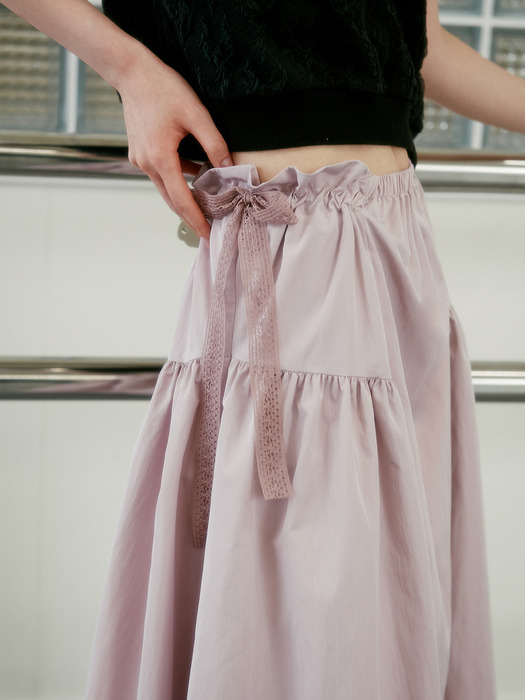 Battu Shirring Skirt_lavender