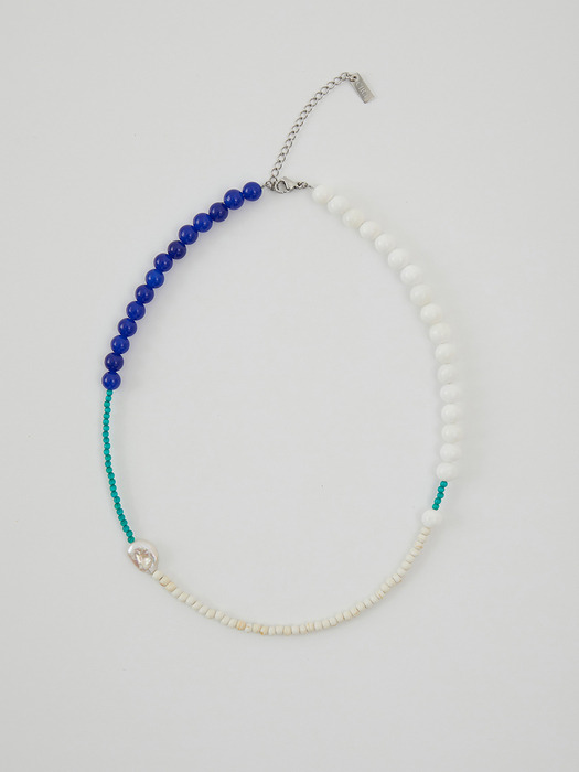 BLUE PEARL MIX BEADS NECKLACE