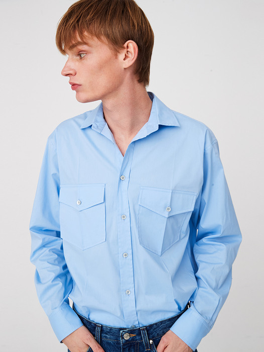 UNISEX, Pocket Classic Shirt / Sky