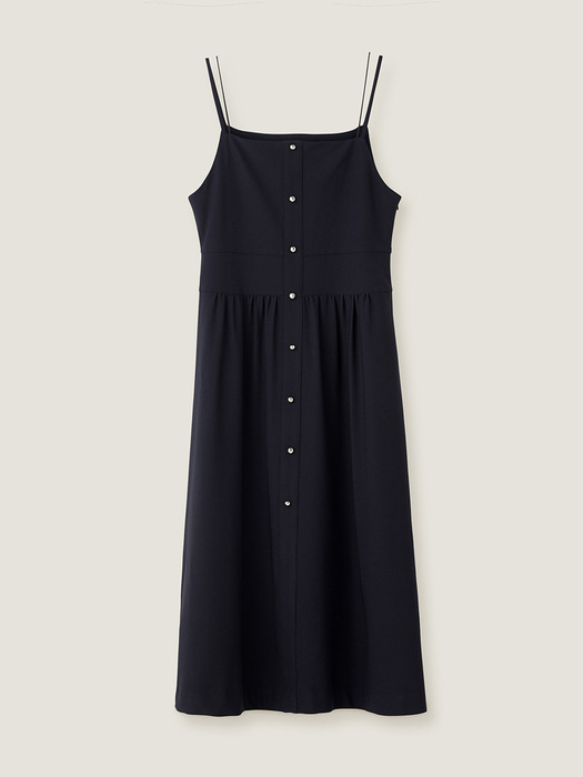 Button up volume layered dress - Navy