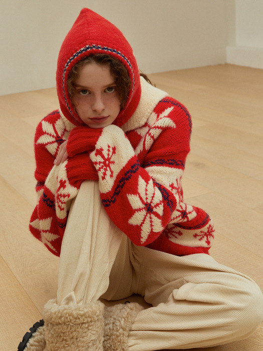 Snowflake Alpaca Balaclava (Red)