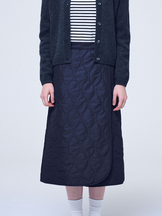 Quilting Wrap Skirt, navy