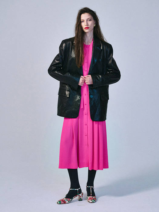 VEGETABLE LAMBSKIN OVERSIZED JACKET SINGLE_BLACK