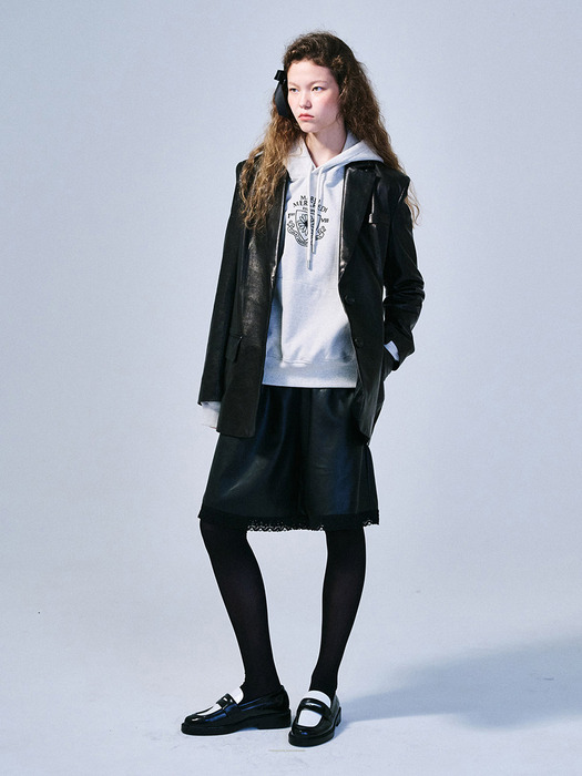 VEGETABLE LAMBSKIN OVERSIZED JACKET SINGLE_BLACK