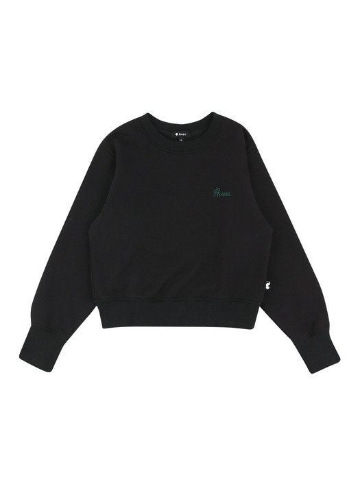 Round Neck Semi-Crop Sweat Shirt