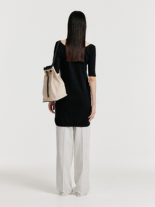 YENDER Half Sleeve Cutout Dress - Black