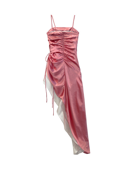 One-side shirring sleeveless dress