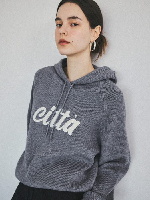 Citta Logo Basic Hood Knit_CTK214(2Color)