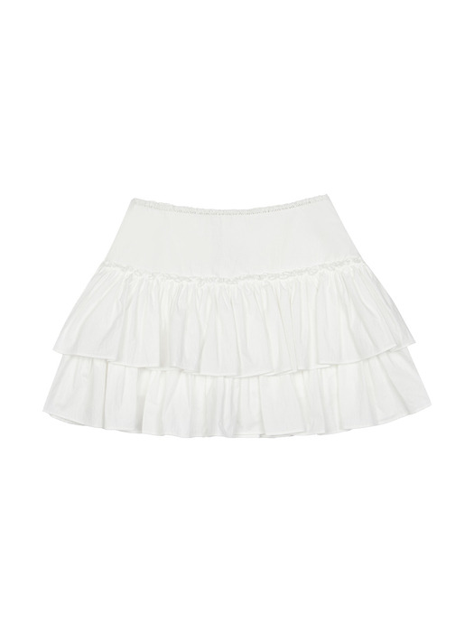 SHIRRING COTTON MINI SKIRT