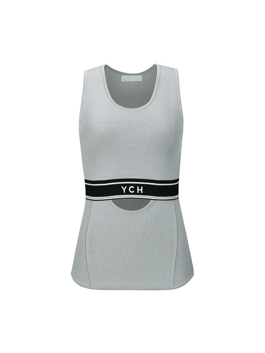 CUT-OUT DETAIL SLEEVELESS TOP (GREY)
