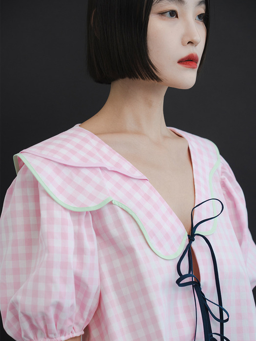 DANA Gingham Blouse - Pink