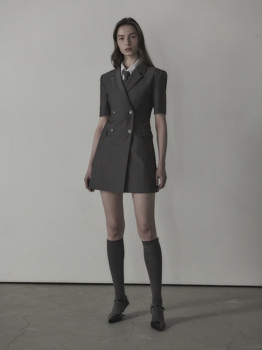 Jenn half-sleeve suit jacket dress - Grey