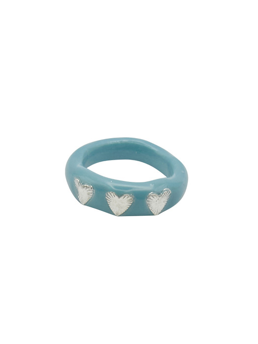 shield heart ring-pale blue