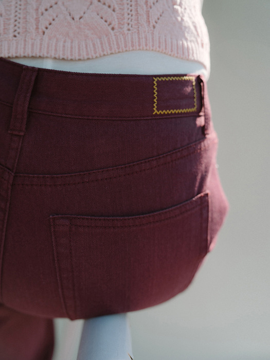 WASHED STRAIGHT COLOR JEANS_WINE