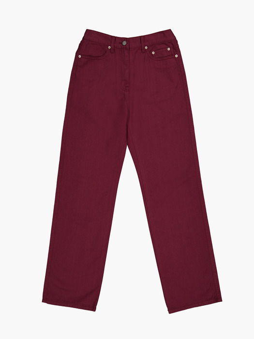 WASHED STRAIGHT COLOR JEANS_WINE