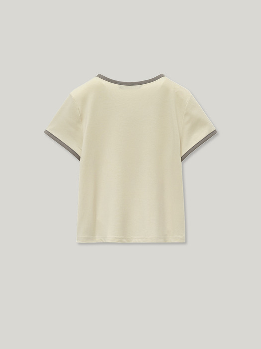 BASIC RECYCLE COLOR POINT CROP T-SHIRT - LIGHT YELLOW