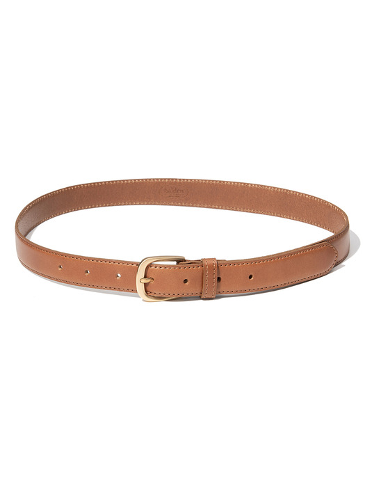 (W) simple gold cowhide leather belt (T019_tan)