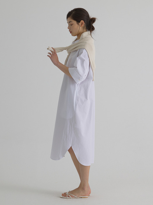 Loose Fit Shirt Dress_Ivory