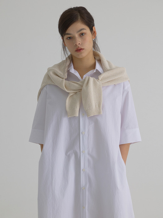 Loose Fit Shirt Dress_Ivory