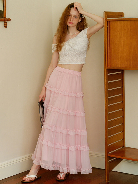 Cest_Sweet mesh layered cake skirt_PINK