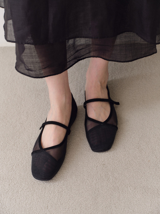 Rowie mary jane shoes Mesh Black