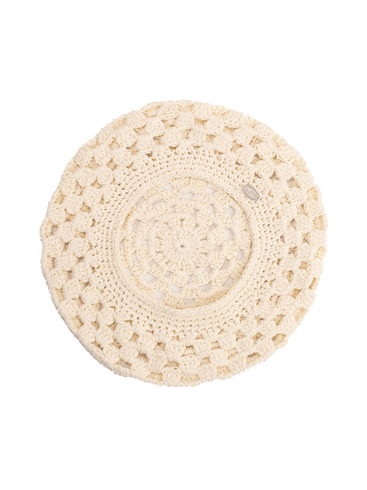 No.231 / Fruits Crochet Beret _ Cream