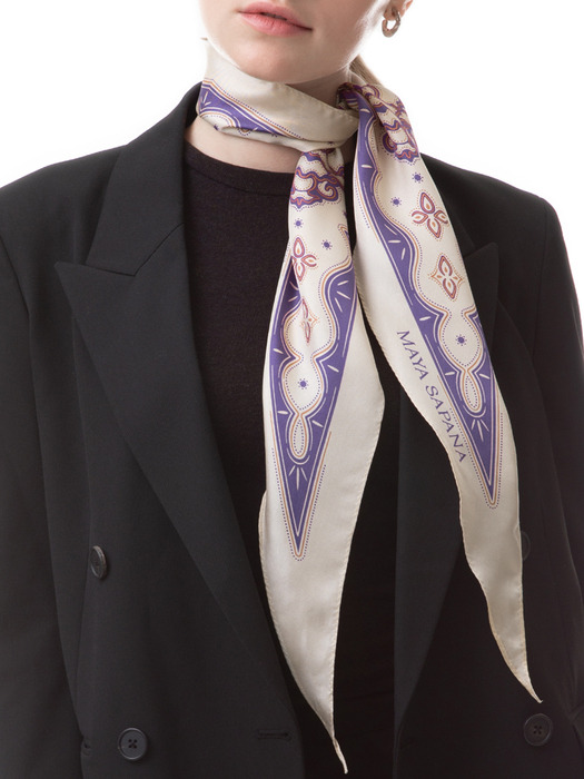 Printed Silk Rhombus Scarf - Tapioca