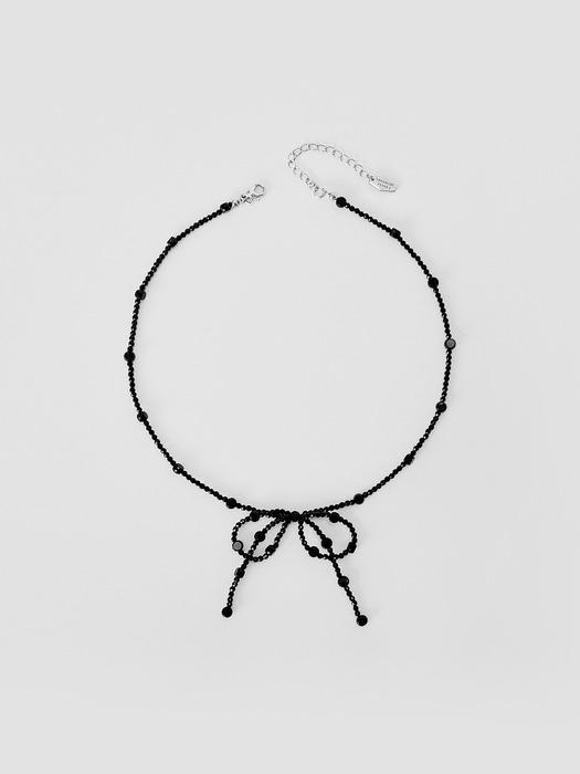 ribbon beads necklace (BLACK)