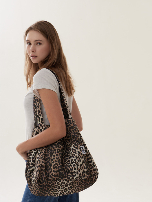 Leopard Twill Cotton Big Bag (Brown)